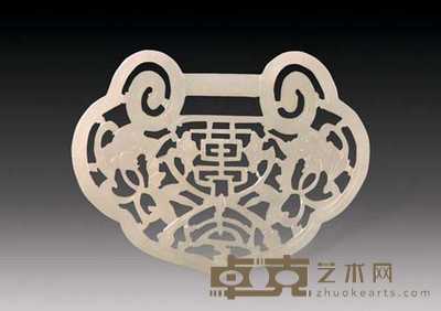 清 玉雕万福花片 长8cm